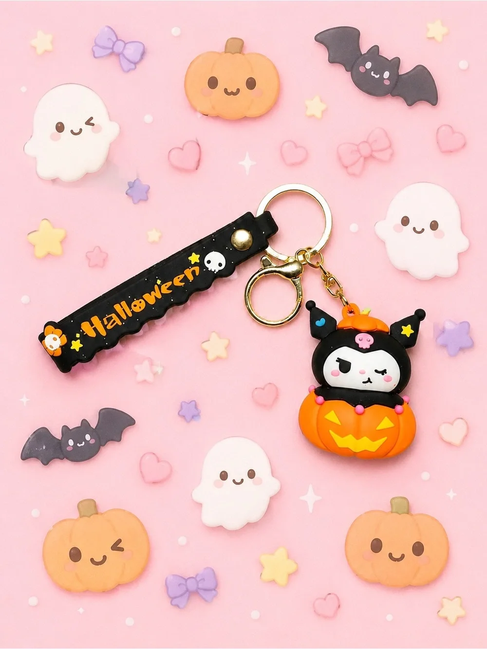 Kuromi Halloween Pumpkin Keychain Wristle kawaii Sanrio